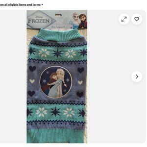 NWT DISNEY FROZEN DOG SWEATER BLUE WINTER SNOW MEDIUM